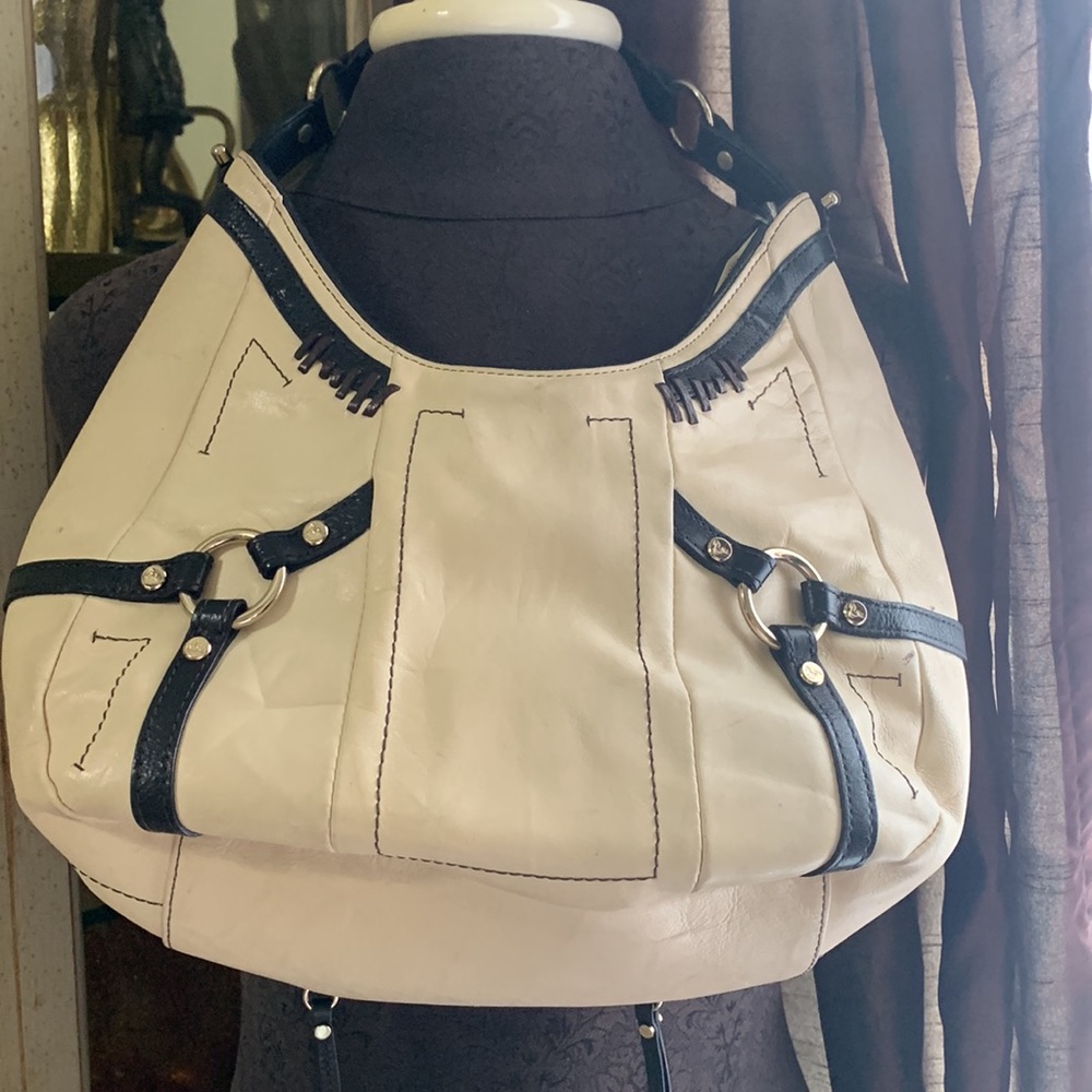 Tre Vero Crinkle Strips Purse Bag Shoulder Ivory … - image 2